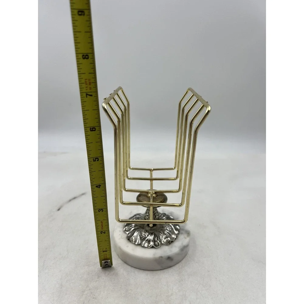 VTG Sears Towel Holder Letter Rack Bath Shop Marble Base Gold Wire Guest